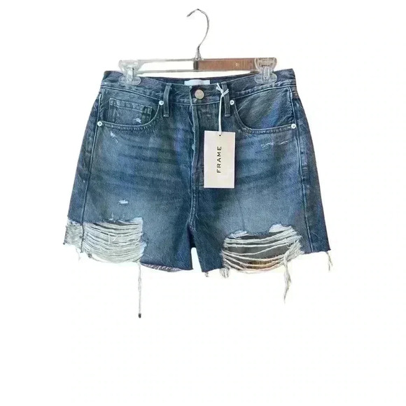 NWT $218 FRAME NORTHVILLE RIPS HIGH RISE VINTAGE SHORTS SIZE 26. - Picture 3 of 8